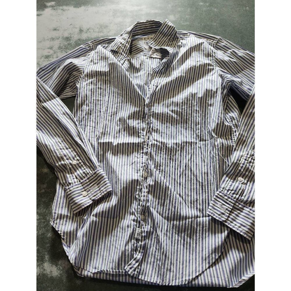 Frank & Eileen green,blue and white striped frank shirt sz XS